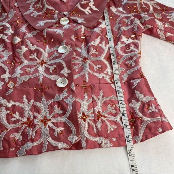 NWOT Y2K Plenty by Tracy Reese x Anthropologie Pink Silk Beaded Blazer Size 4 - Picture 14 of 15
